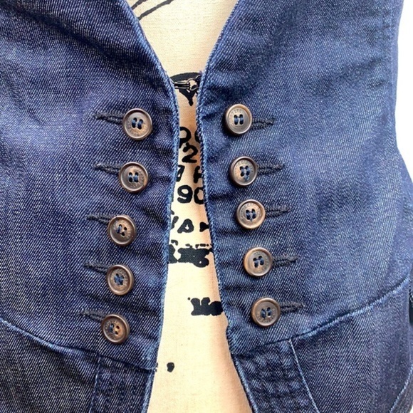 RARE HTF James Jeans Fitted Vest Dry Aged Denim Apron Back - Picture 5 of 8